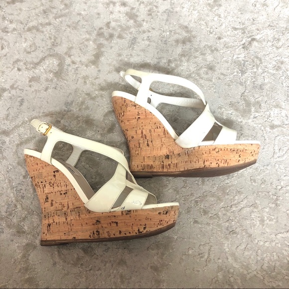 Miu Miu white patent leather cork wedges - Picture 2 of 5